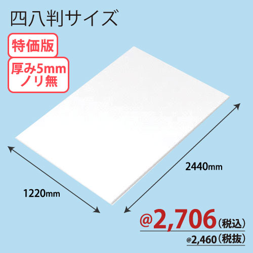 RCスチレンボード両面紙貼りノリ無し 四八版 1220×2440×T5 13枚/ｓ