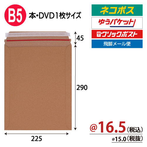 宅配レター封筒B5サイズ茶　W225×H290+45ｍｍ　300g【200枚入】　