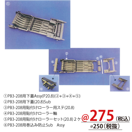 PB3-208用貼付けローラーセット(20.8)２ケ PR1400100