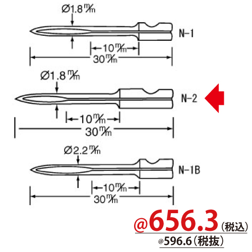 バノック 503S・303S用 替針 N-2(並) 履物用 3本/ｓ T805G-09406