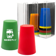 硬貨収納用プラスティックカップ・アクリルスタンド